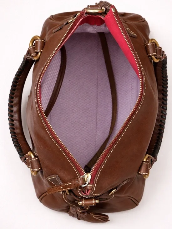 Dooney & Bourke Florentine Leather Tasseled Satchel Bag - Picture 7 of 14